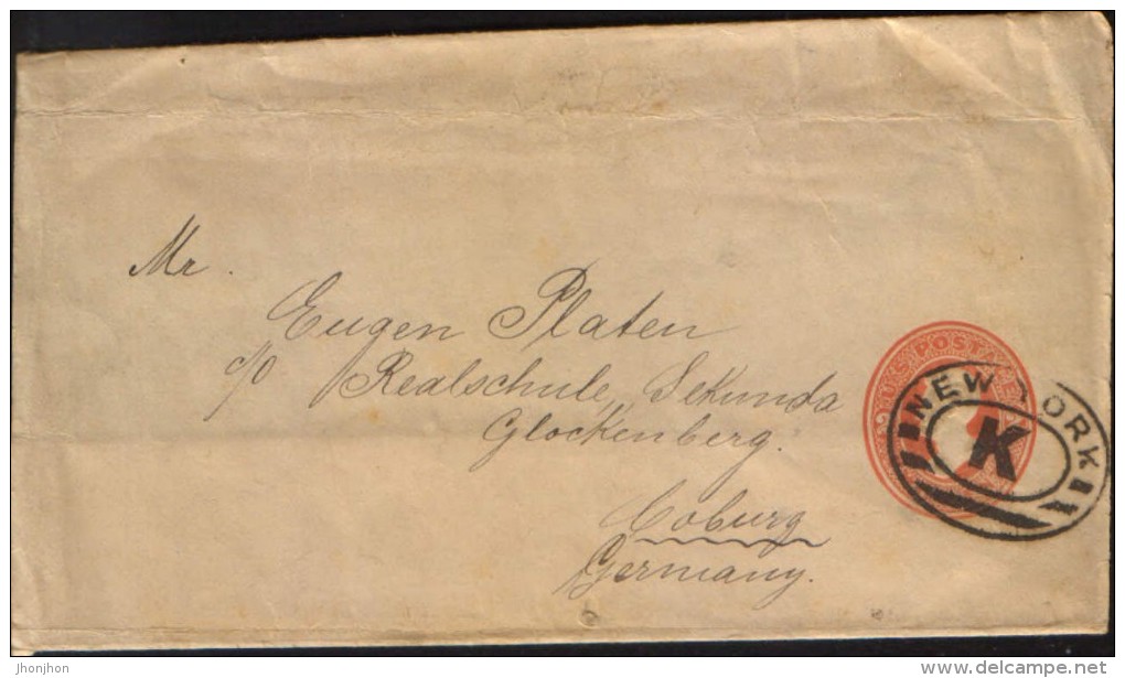 United States - Postal Stationery Cover,circulated At New York To Coburg,Germany - ...-1900