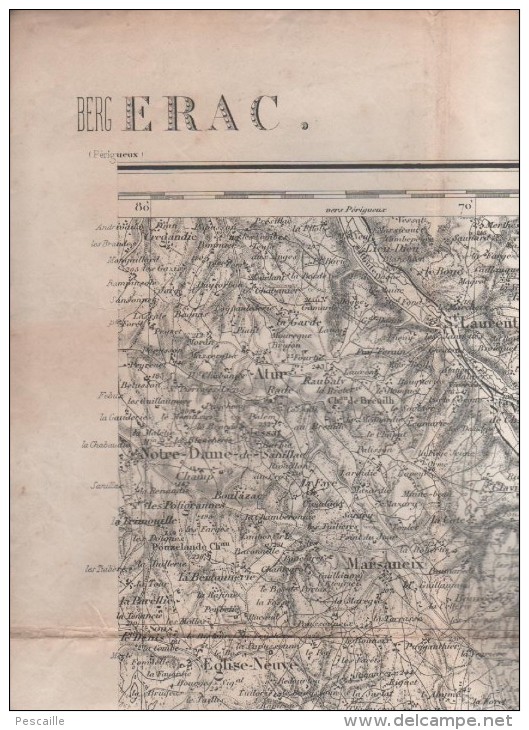 CARTE TOPOGRAPHIQUE BergERAC - ATUR BREUILH LA CROPTE FLEURAC THONAC FANLAC AJAT THENON MILHAC LADOUZE EYLIAC VERGT .... - Cartes Topographiques