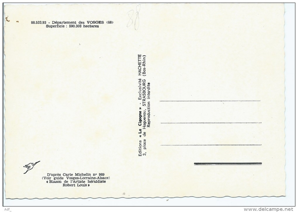 CPSM REMIREMONT, VITTEL, SAINT DIE, NEUFCHATEAU, GERARDMER, EPINAL, D'APRES CARTE MICHELIN N° 989, VOSGES 88 - Autres & Non Classés