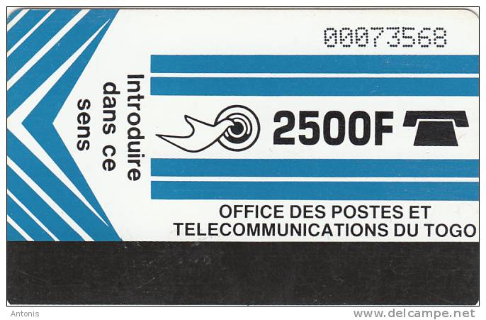 TOGO - Telecom Logo(light Blue), Second Issue 2500F, Used - Togo