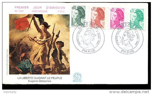 FDC 4/01/82 : LIBERTE De GANDON (13 Valeurs, 4 Enveloppes) - 1982-1990 Liberty Of Gandon