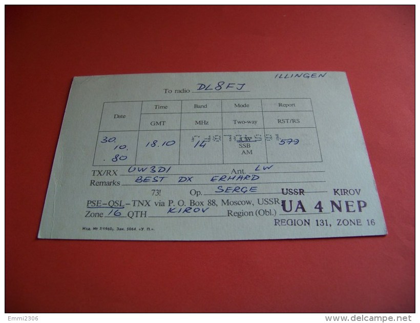 Russia     QSL   Karte  UA4NEP    Radio      30.10.80     ( 14 ) - Radio