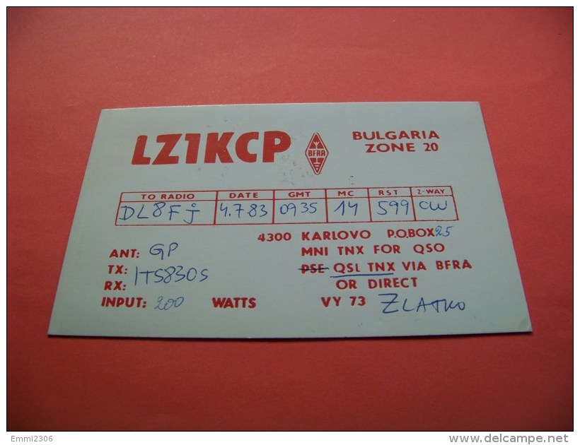 Bulgaria   QSL   Karte   LZ1KCP    Radio    4.7.1983    ( 14 ) - Radio