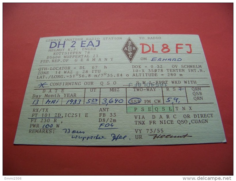 Germany  QSL   Karte   DH2EAJ   Radio    13.5.1983    ( 14 ) - Radio