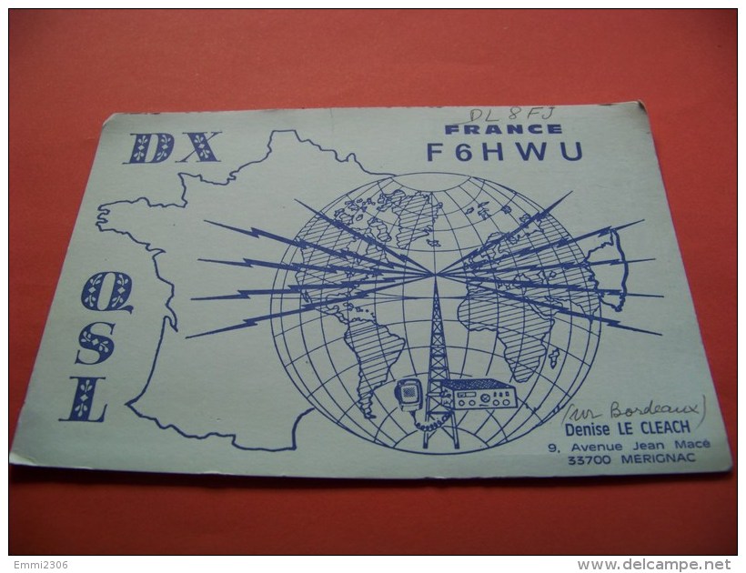 France  QSL   Karte   F6HWU   Radio    17.7.1983    ( 14 ) - Radio