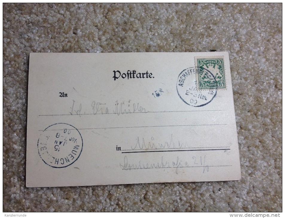 Aschaffenburg Postkarte Ansichtskarte AK 1900 Gelaufen - Aschaffenburg