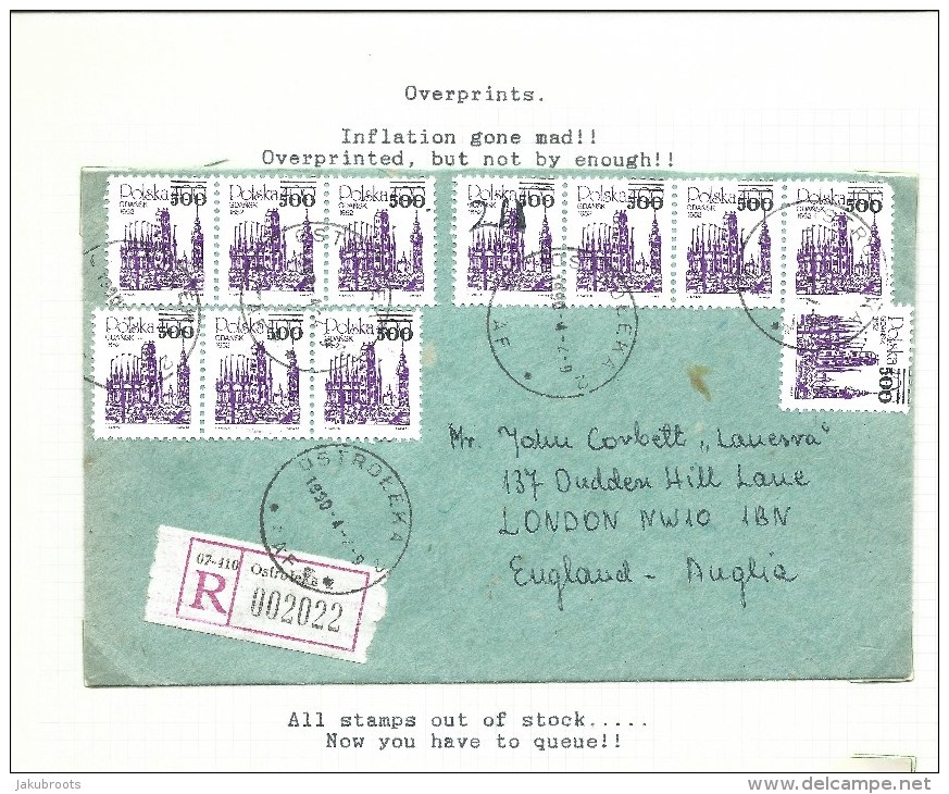 1990. REGISTERED COVER  OVERPRINTED  NEW  VALUES. - Covers & Documents