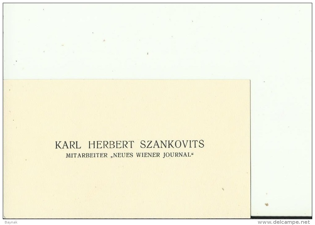 AUSTRIA,  HUNGARY  --  VISITING CARD  --   KARL HERBERT SZANKOVITS  --   MITARBEITER  ,, NEUES WIENER JOURNAL ,, - Visitenkarten