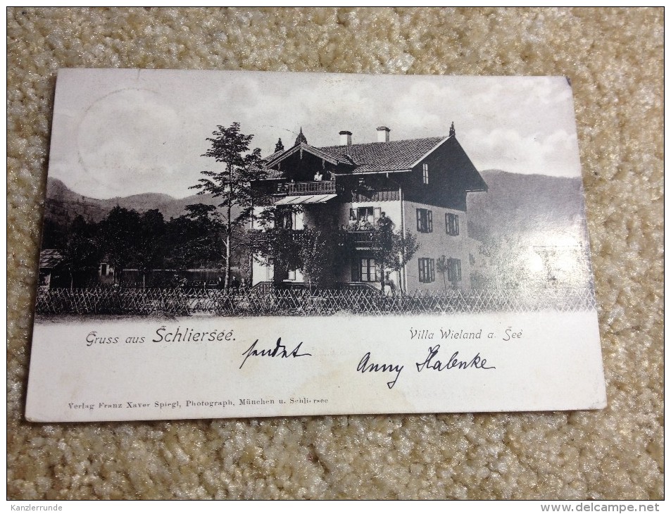 Schliersee Postkarte Ansichtskarte AK 1902 Gelaufen Gruss Aus  Villa Wieland - Schliersee