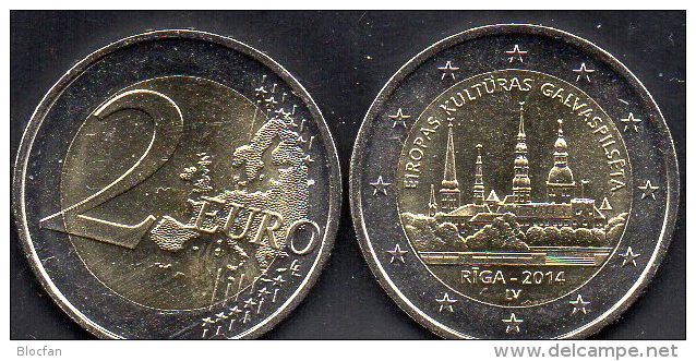 Europa Kultur-Hauptstadt Riga Stadt-Architektur Sondermünze Latvija 2014 Stg.12€ Münze Lettland Mzz.LV 2€ Coin Of,Latvia - Lettland