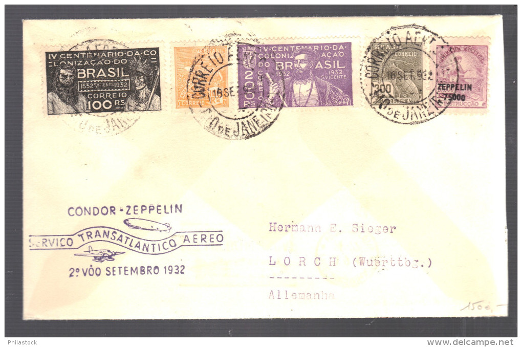 BRESIL 1932 Lettre  Rio De Janeiro Pour Friedrichshafer Allemagne Via Condor Zeppelin - Posta Aerea (società Private)