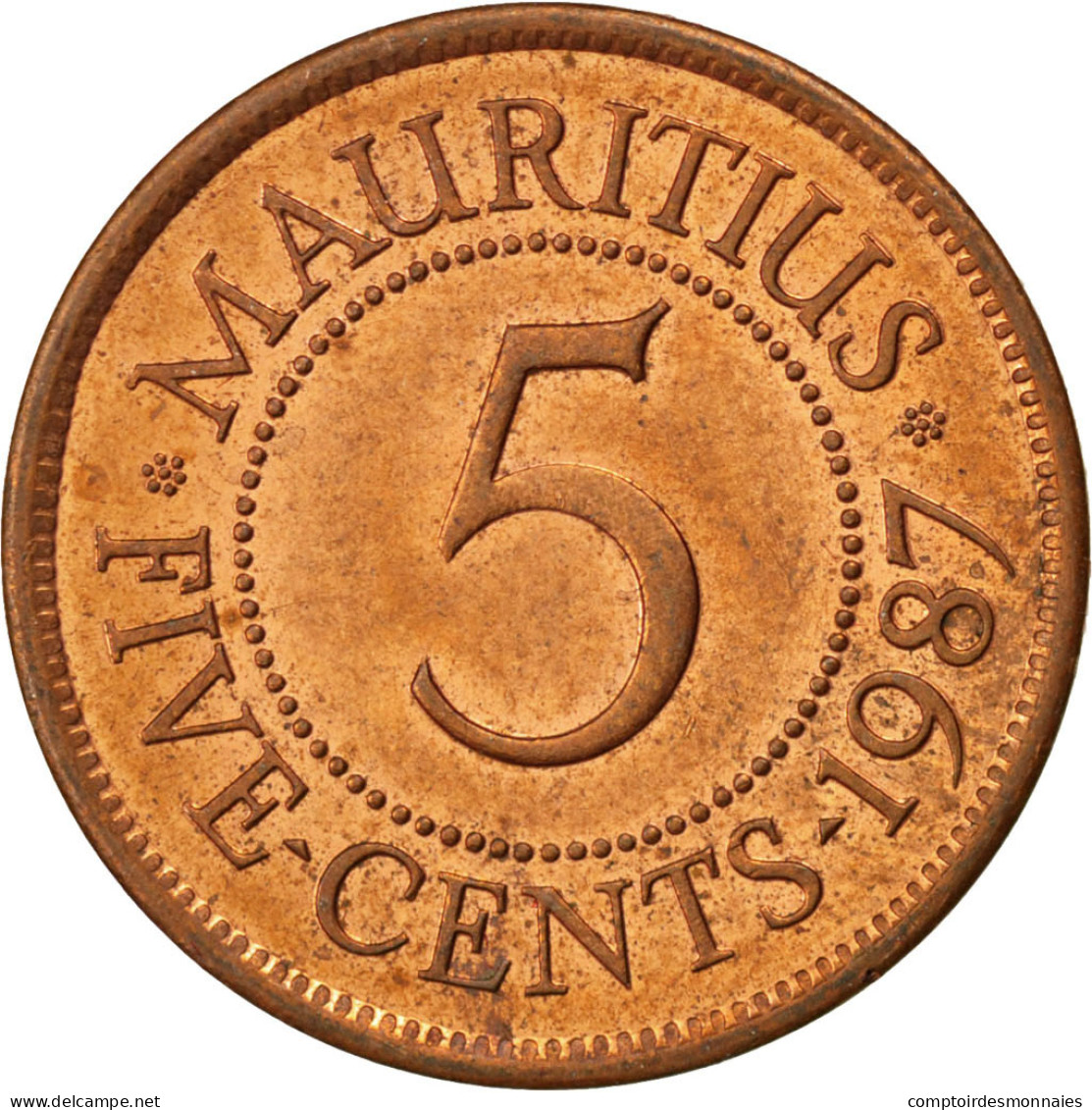 Monnaie, Mauritius, 5 Cents, 1987, SUP+, Copper Plated Steel, KM:52 - Maurice