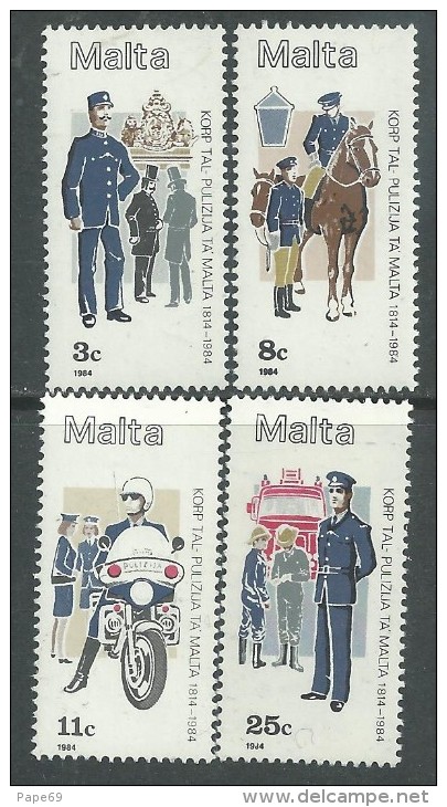 Malte N° 687 / 90  XX  170ème Anniversaire Des Forces De Police Maltaises, Les 4 Valeurs Sans Charnière, TB - Malta