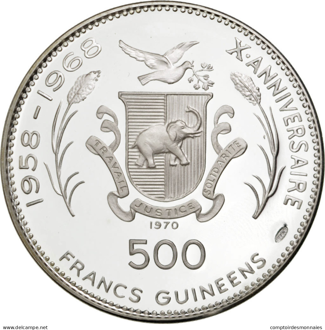Monnaie, Guinea, 500 Francs, 1970, FDC, Argent, KM:28 - Guinée