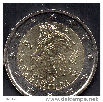 Sondermünze 2€ Italien 2014 Stg. 10€ Edition 200 Jahre Polizei Carabinieri 1814 Auf 2 EURO-Münze Rom Miliz Coin Of Italy - Autres & Non Classés