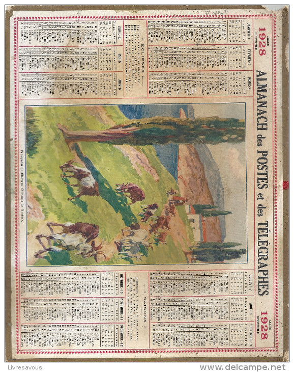 Almanach Des Postes Et Des Télégraphes De 1928 Département De La Vienne (86) Troupeau De Chèvres (Environs De Menton) - Formato Grande : 1921-40