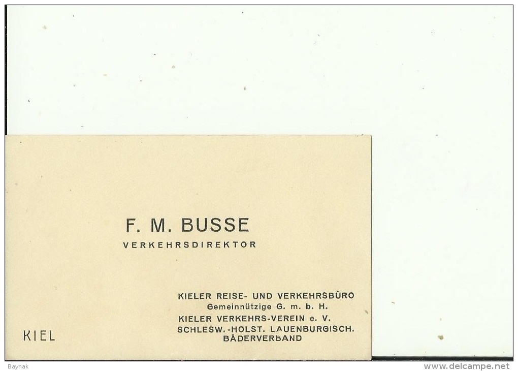 DEUTSCHLAND, KIEL  --   VISITING CARD  --   F. M. BUSSE  --  VERKEHRSDIREKTOR - Visitekaartjes