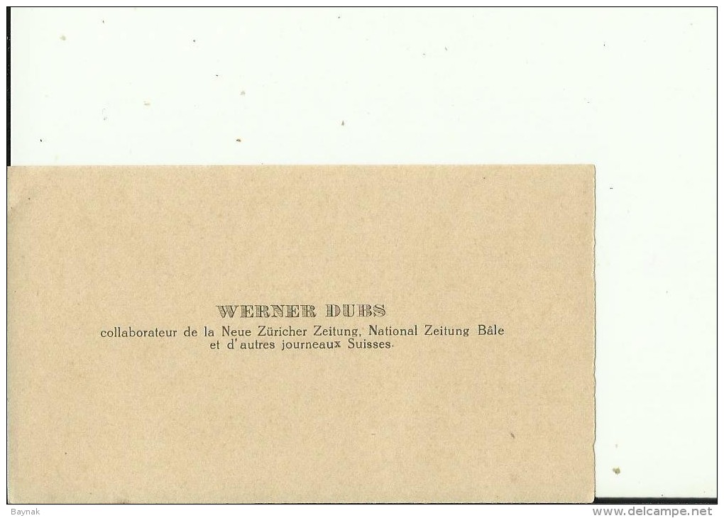 SCHWEIZ, BASEL  --   VISITING CARD  --   WERNER DUBS  --  COLLABORATEUR DE LA NEUE ZURICHER ZEITUNG - Visitenkarten