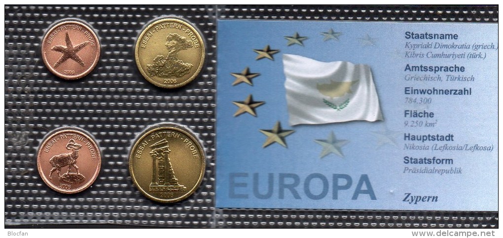 Muster EURO Cyprus 2006 Stg 20€ Stempelglanz Der Staatlichen Münze Zypern Set 1-20C Probe Coins Republik Of South-Kibris - Cyprus