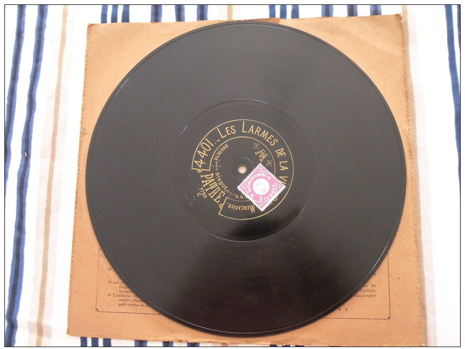 Disque Pathé Saphir 90 à 100 Tour,29cm - 4406 & 4401 Les Larmes De La Vie, Lettre à La Première - 78 T - Disques Pour Gramophone