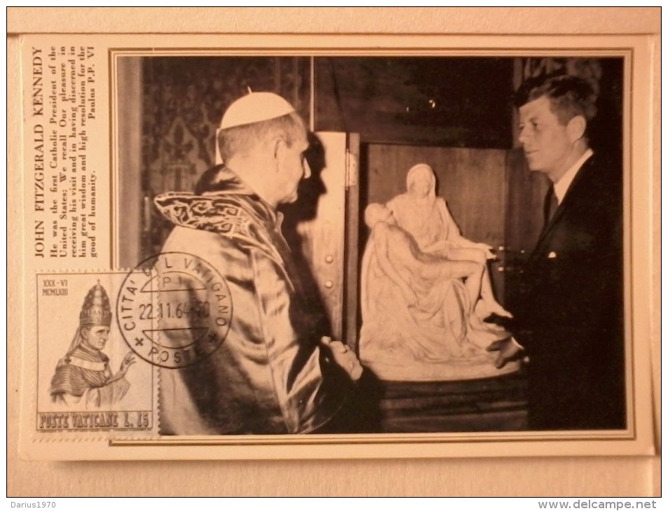 N° 2  - Cartolina  Ricordo Della Visita Del Presidente J.F. KENNEDY  Al PAPA PAULUS  P.P. VI. ( 22-11-64) - Empfänge