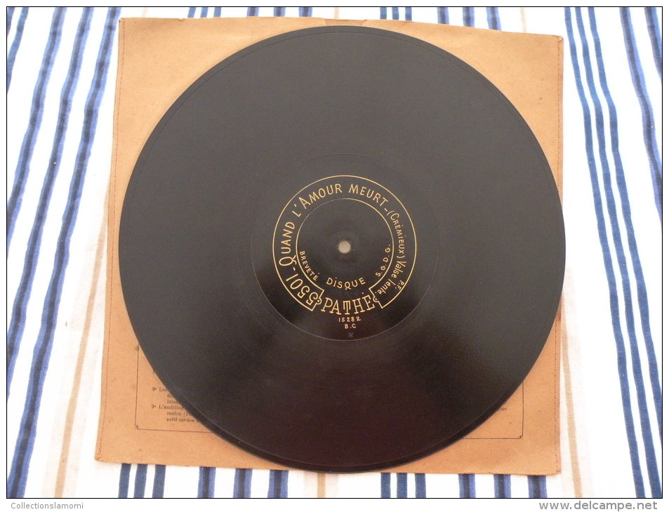 Disque Pathé Saphir 90 à 100 Tour,29cm - 5501 & 6501, Quand L'amour Meurt (Crémieux), Christmas (Margis) - 78 T - Disques Pour Gramophone