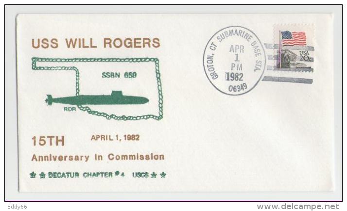 2 Verschiedene Naval Cover USS Will Rogers SSBN 659 - Submarines