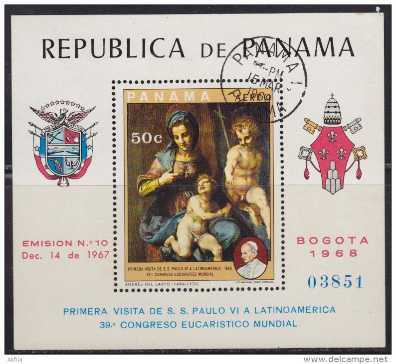 1622. Panama, 1969, 39th World Eucharistic Congress, Block, Used - Panama