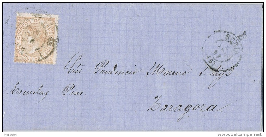 10540. Carta Entera SORIA  1867. Rueda De Carreta  Num 45 - Storia Postale