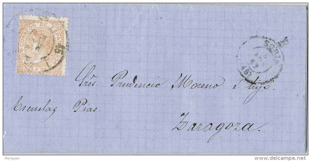 10540. Carta Entera SORIA  1867. Rueda De Carreta  Num 45 - Cartas & Documentos