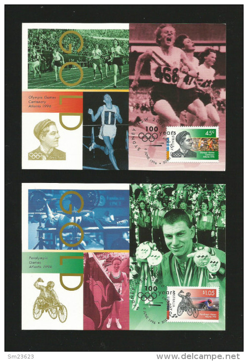 Australien 1996  Mi.Nr. 1579 / 1581, Olympic Games Centenary Atlanta - Set Of 3 Maxi Cards - First Day Of Issue-2 Scan - - Verano 2000: Sydney - Paralympic