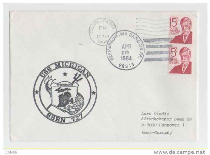 2 Verschiedene Naval Cover USS Michigan SSBN 727 - Submarines