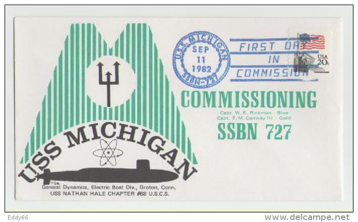 2 Verschiedene Naval Cover USS Michigan SSBN 727 - Sous-marins