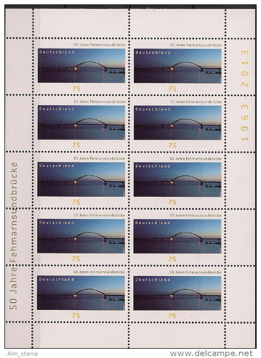 2013 Deutschland Germany  Mi. 3001 **MNH  Sheet 50 Jahre Fehmarnsundbrücke - 2011-2020