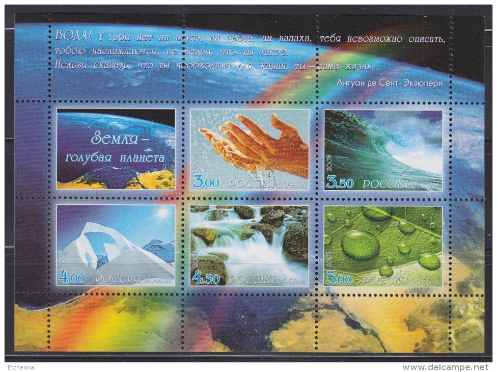 = Bloc 6 Timbres Neuf Gommé Russie, 2005, L'Eau Sous Toutes Ses Formes - Protection De L'environnement & Climat