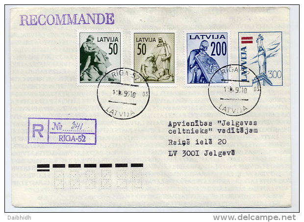 LATVIA 1992 300 K. Postal Stationery Envelope On Fluorescent Paper. Used  Michel U23 I - Lettland
