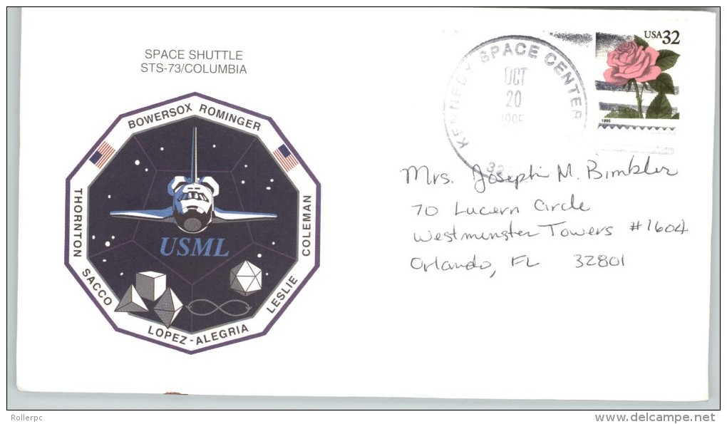 080330 LAUNCH STS - 73 [SHUTTLE COLUMBIA] KENNEDY SPACE CENTER FL /OCT 20,1995 / 32815 [COVER, HANDBOOK, PATCH & DESC] - Etats-Unis