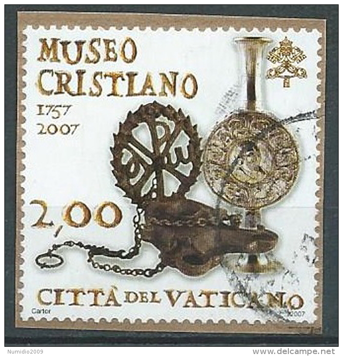 2007 VATICANO USATO MUSEO CRISTIANO 2,00 EURO - VV2 - Gebruikt