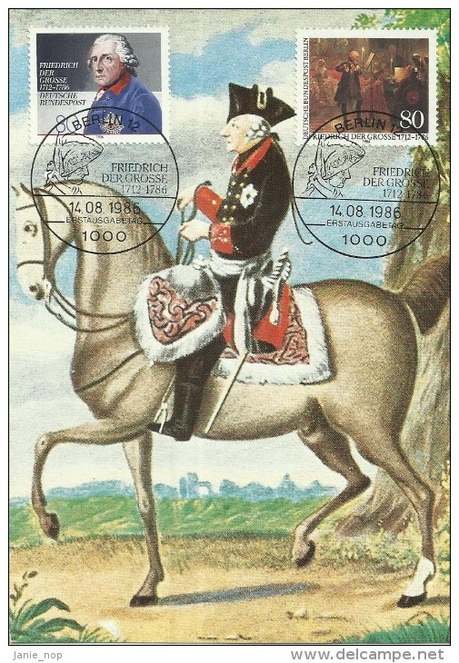 Germany Berlin 1986 King Frederick The Great ,Maximum Card - Otros & Sin Clasificación