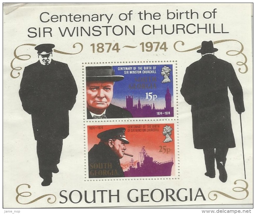 South Georgia 1974 Churchill Souvenir Sheet MNH - South Georgia