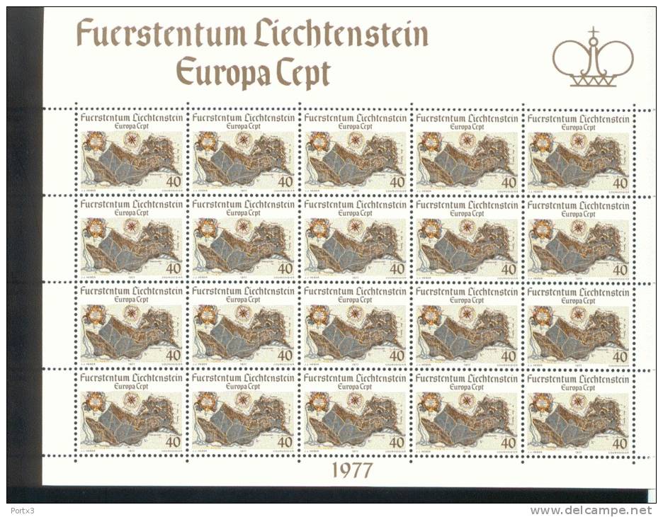 CEPT Landschaften / Landscape Liechtenstein 667 - 668 Kleinbogen / Sheet Of 20 ** Postfrisch - 1977