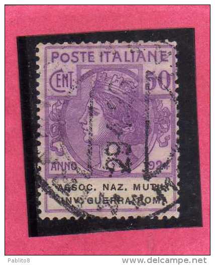 ITALIA REGNO 1924 PARASTATALI ASSOCIAZIONE NAZIONALE MUTILATI INVALIDI GUERRA ROMA CENT. 50 USATO USED - Franchigia