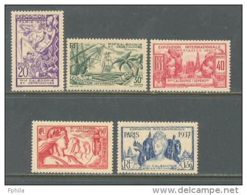 1937 NEW CALEDONIA WORLD EXPO PARIS MICHEL: 200-202, 204-205 MNH ** - Unused Stamps
