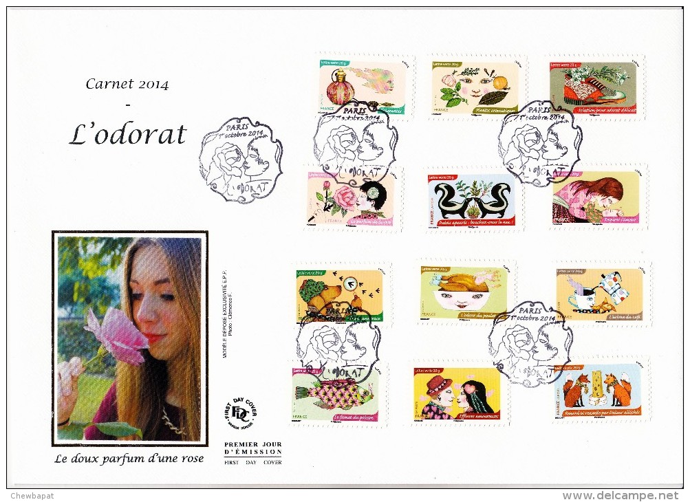 FDC 2014 - Grande Enveloppe - L'Odorat - 1er.10.2014 à Paris   (timbres Issus Carnet) - 2010-2019