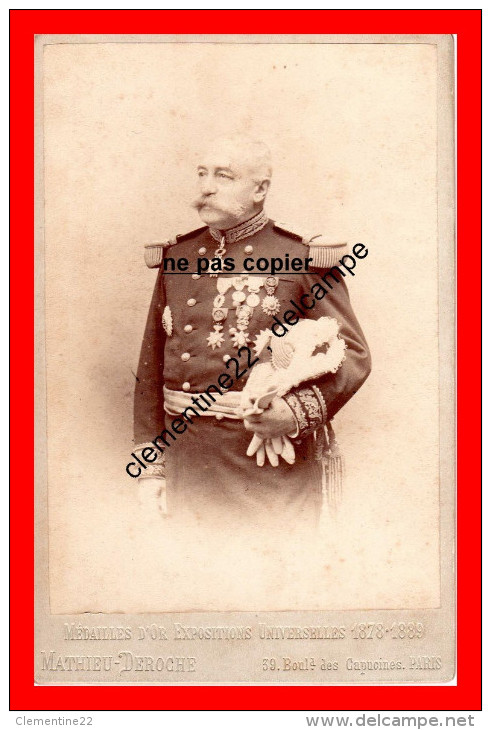 Cdv Du Général Paul Faure Biguet Rare Signée  Au Dos Voir Scan  Né A Crest Drome Et Décédé A Lugano En Suisse - Guerre, Militaire