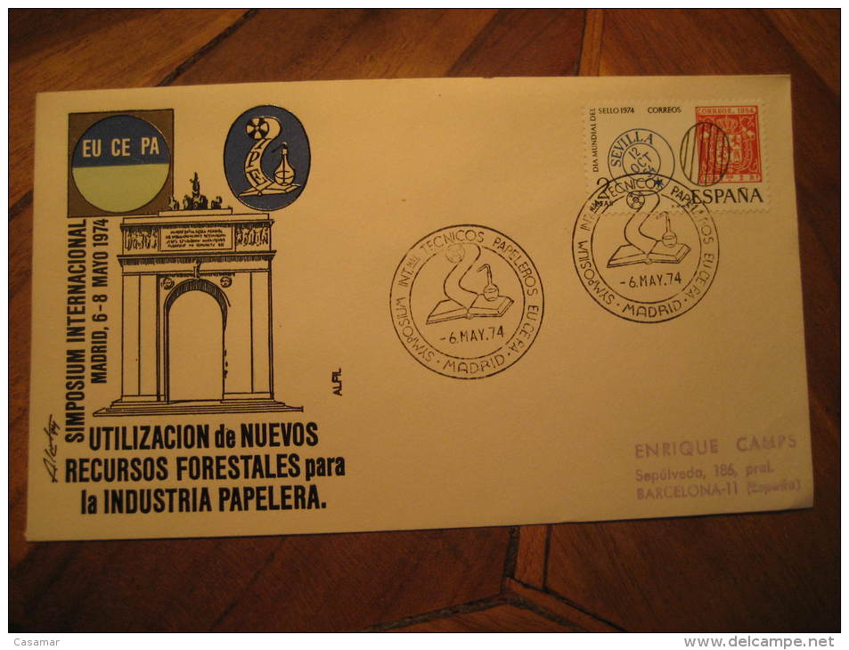 Madrid 1974 EUCEPA Papel Paper Spain Cancel Cover Chemical Chemistry Chemist Science Espa&ntilde;a - Chimica