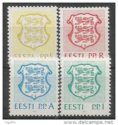 EE 1992-165-173 ARMS, ESTONIA, 1 X 4v, MNHMNH - Briefmarken