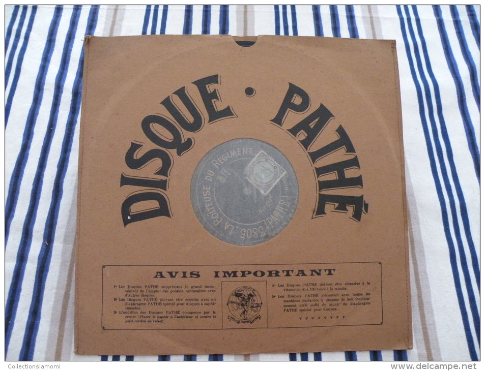 Disque Pathé Saphir 90 à 100 Tour,29cm - 3805 & 3810, La Boiteuse Du Régiment La Dernière Carotte - 78 Rpm - Gramophone Records