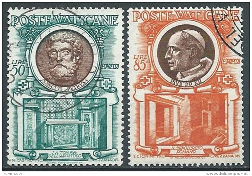 1953 VATICANO USATO EPRESSO I PAPI 2 VALORI - VV4 - Priority Mail