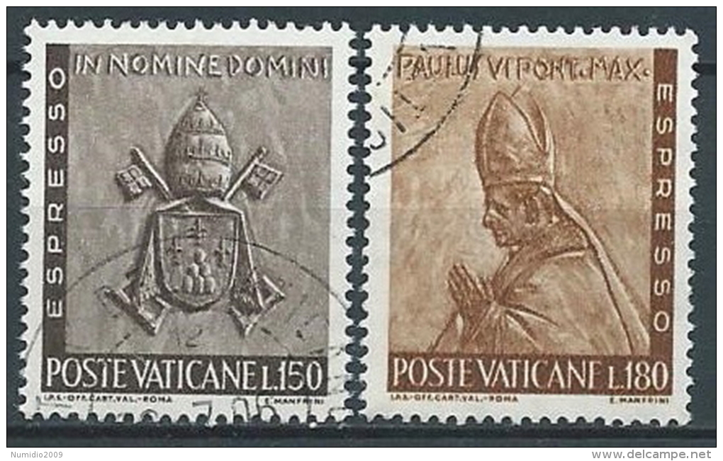 1966 VATICANO USATO EPRESSO LAVORO 2 VALORI - VV4 - Priority Mail